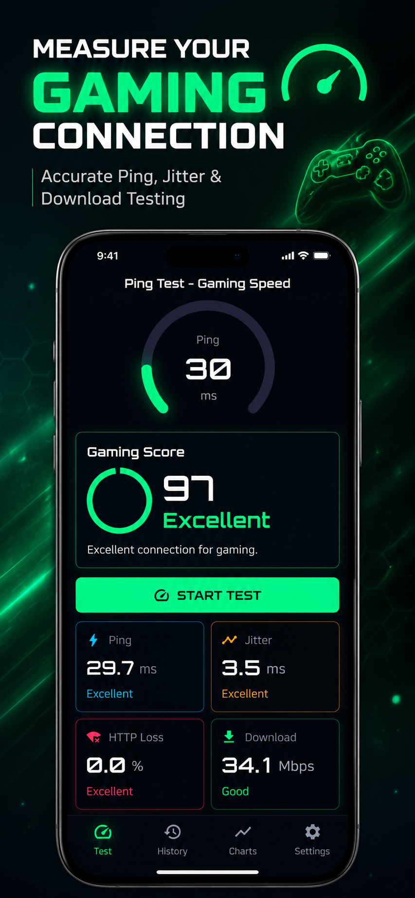 Ping Test gaming connection test screen